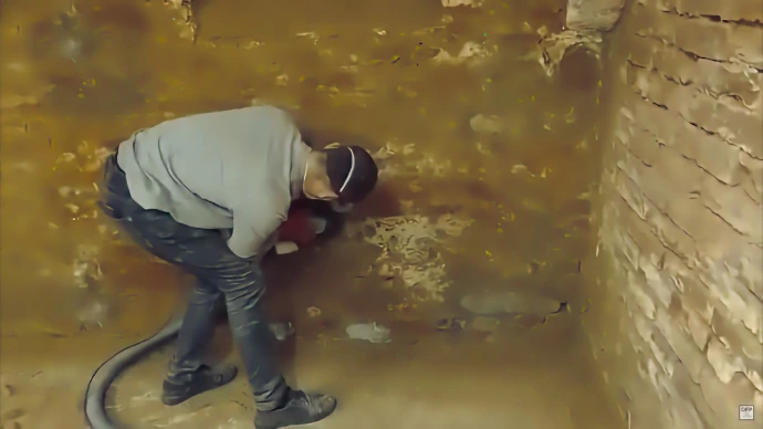 Mechaniczne usuwanie resztek pleśni przed aplikacją alkalicznych zapraw mineralnych NCT.